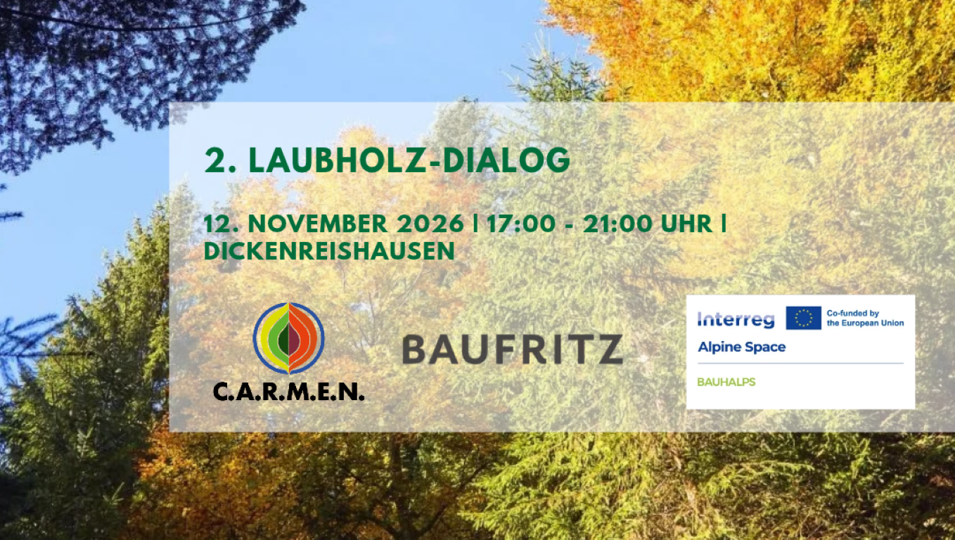 Bäume und Ankündigung Laubholzdialog